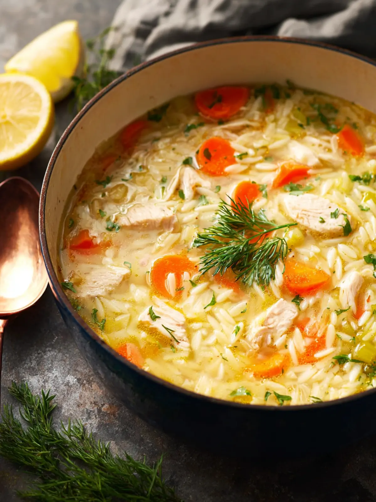 Easy Lemon Chicken Orzo Soup First Image