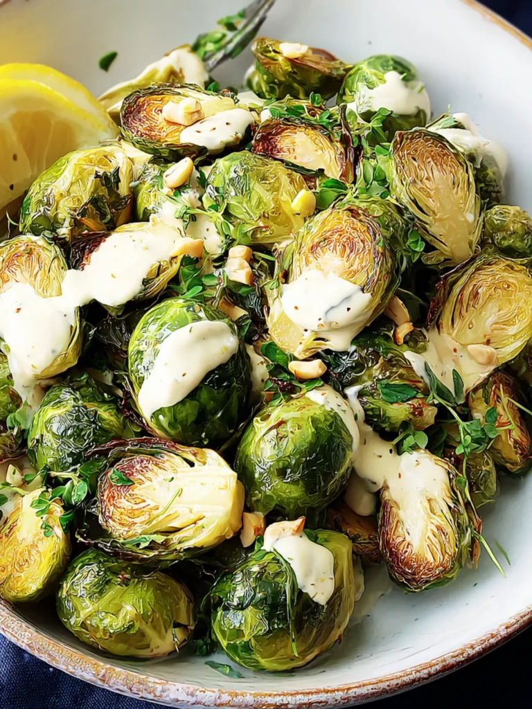Delightful Brussels Sprouts with Lemon Tahini Sauce Recipe First Image