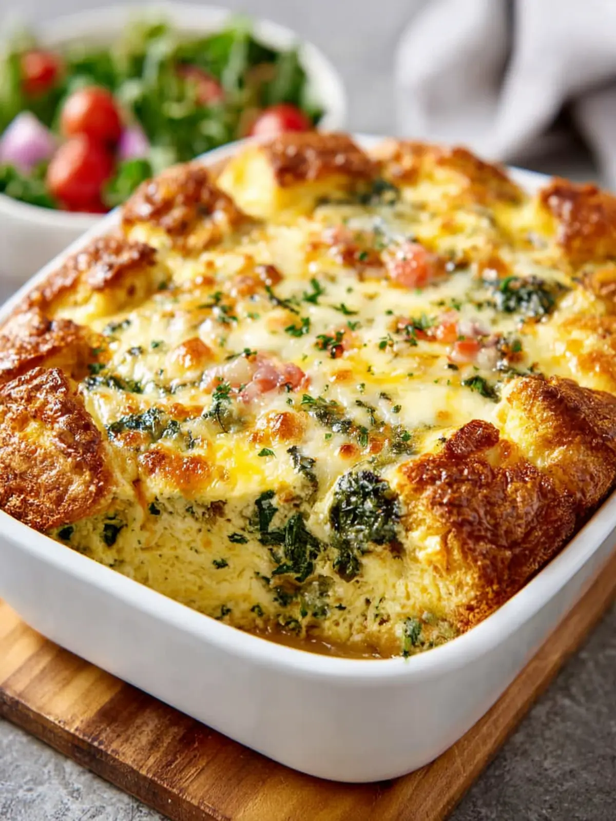 Overnight Breakfast Strata with Spinach and Cheese First Image