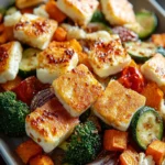 Irresistible Sheet Pan Halloumi & Hot Honey Veggies Recipe First Image