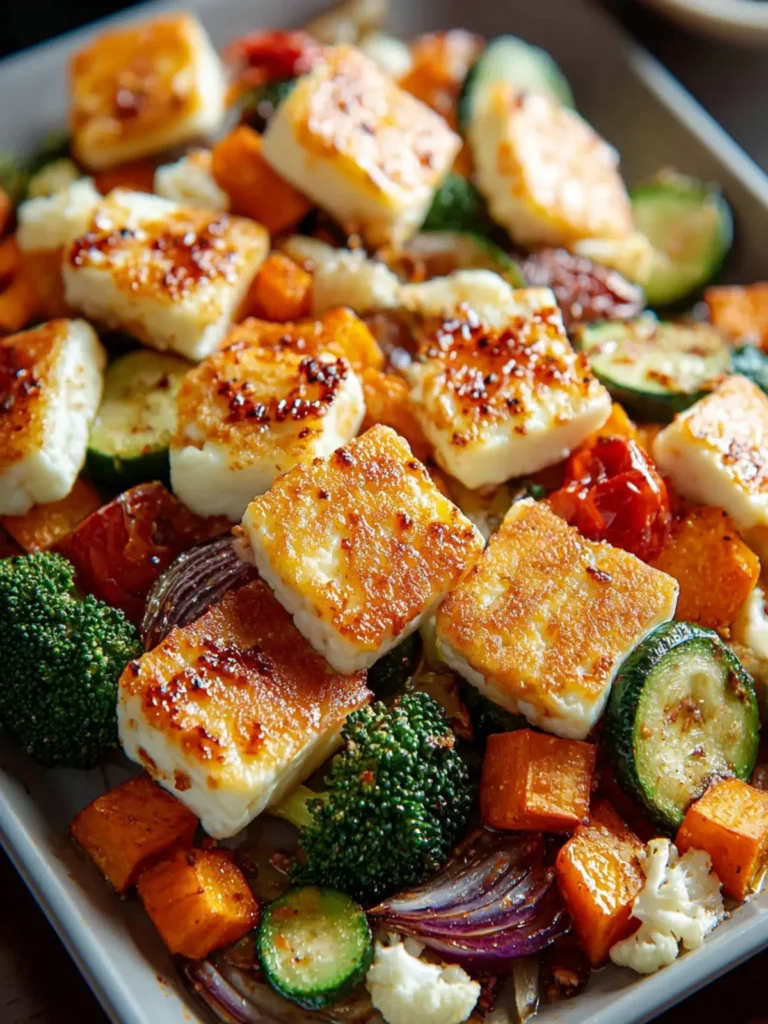 Irresistible Sheet Pan Halloumi & Hot Honey Veggies Recipe First Image