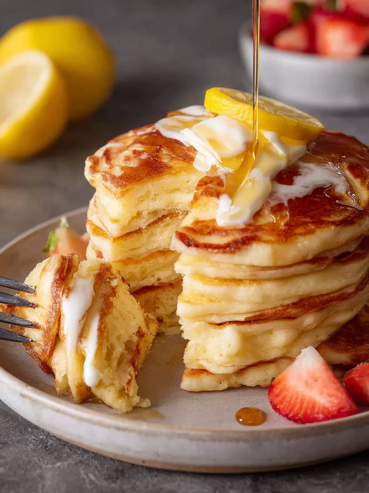Lemon Greek Yogurt Pancakes First Image
