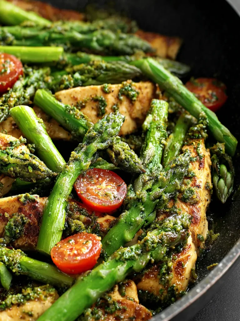 Chicken Pesto and Asparagus Skillet Recipe First Image