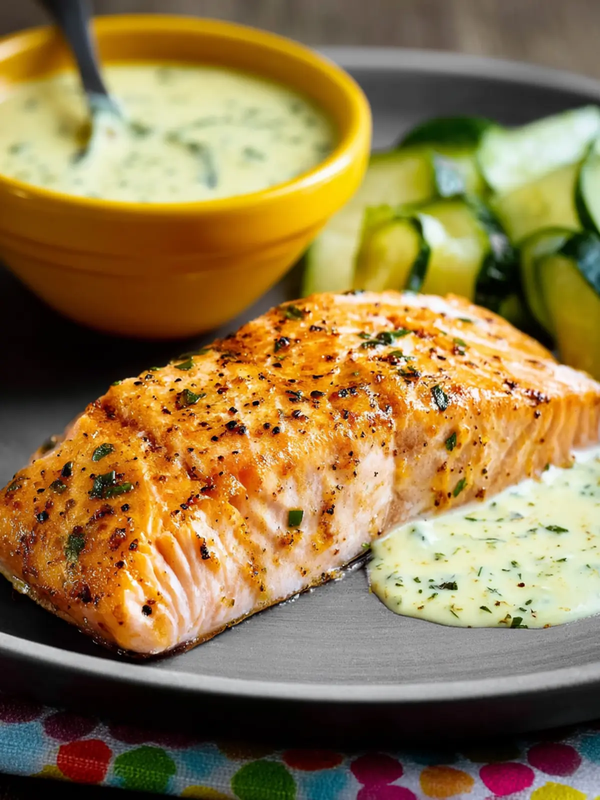 Air Fryer Salmon (with Mustard-Herb Sauce) First Image