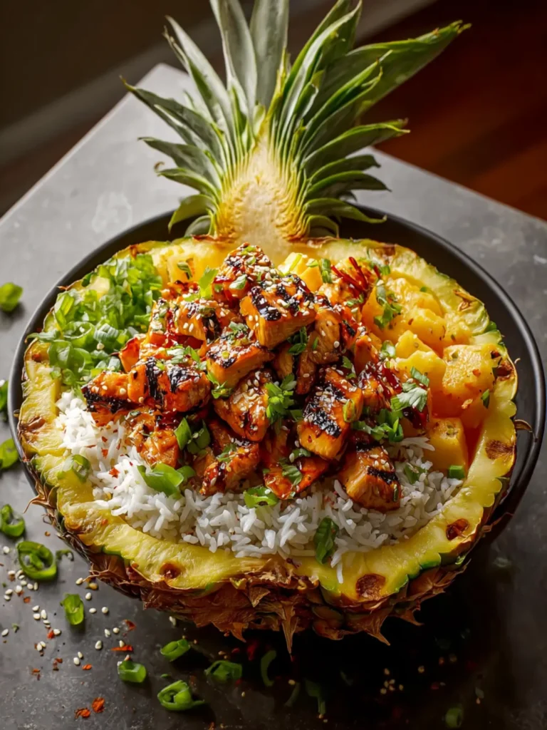 Tropical Teriyaki Chicken Pineapple Bowl and Coconut Rice First Image